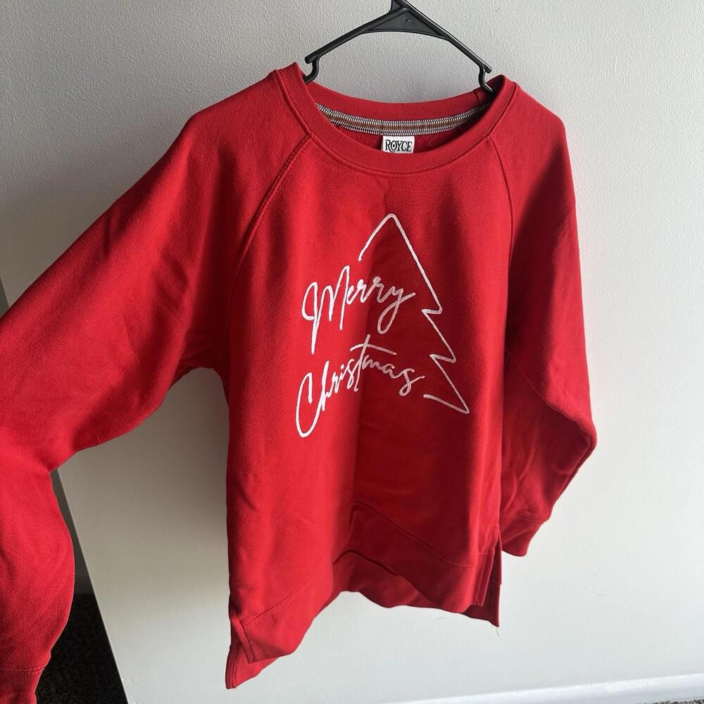 Royce Brand Merry Christmas Red Embroidered Sweater Large Tree Holiday